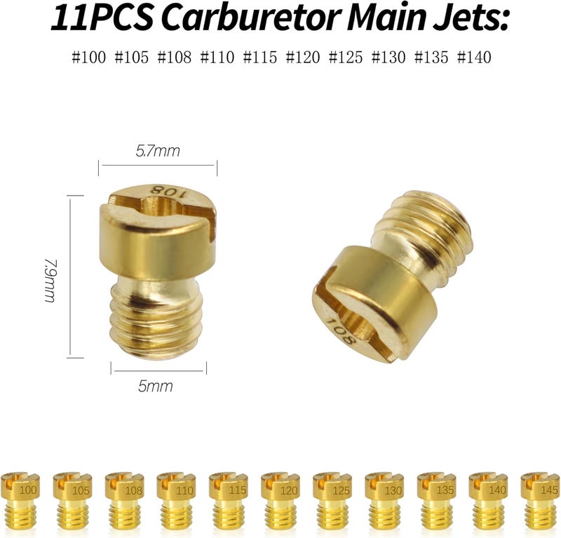 OXCANO 22PCS Carburetor Jet Kits, 11pcs Carburetor Main Jet # 100-145 & 11pcs Slow Pilot Jet # 32-58 Compatible with Nibbi Honda Yamaha PWK Keihin CVK PE Carb, Compatible with OKO KOSO Stage-6 - Image 3